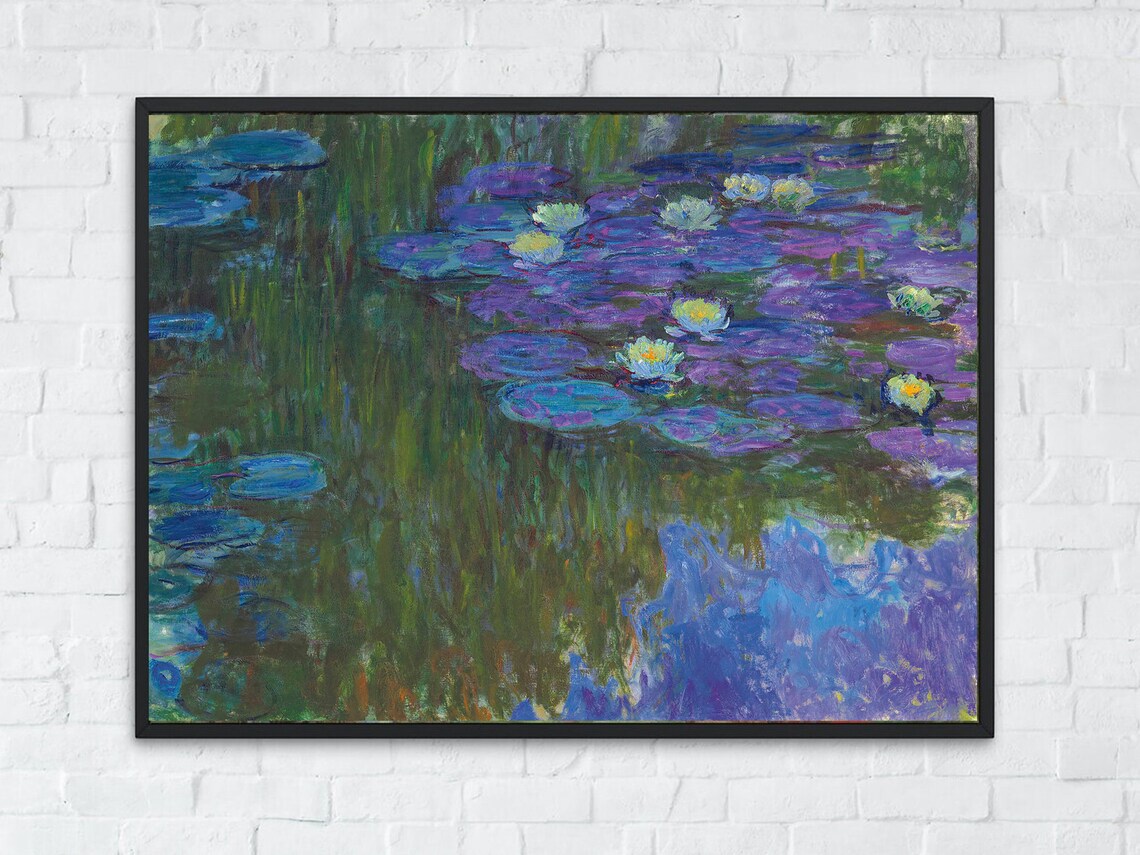 Claude Monet Water Lilies Blue Purple Pond Impressionist Painting Poster - Image 3