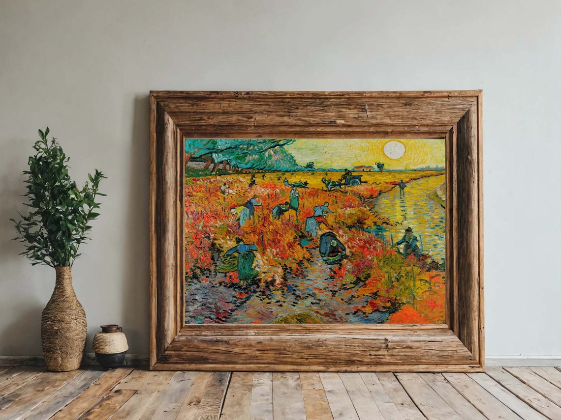 Van Gogh The Red Vineyard Autumn Harvest Sun Impressionist Poster - Image 7