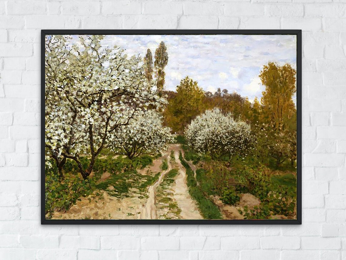 Monet Spring Blossom Orchard White Flowering Trees Garden Poster - Image 5