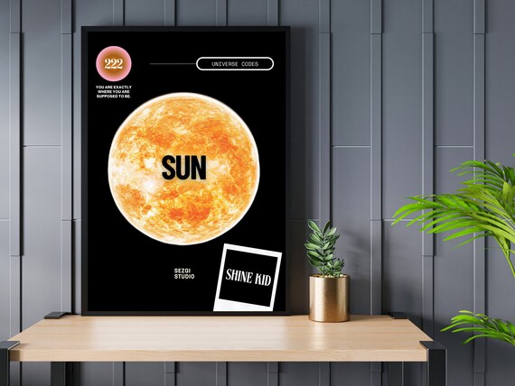 Sun Planet Universe Code 222 Angel Number Shine Kid Spiritual Poster
