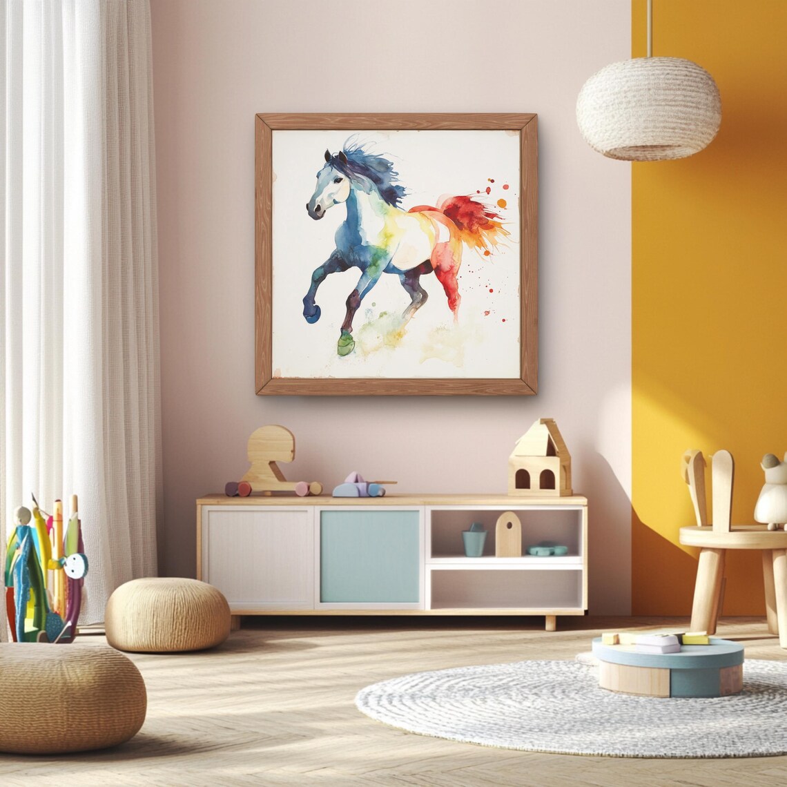 Horse Watercolor Animal Print, Nursery Decor