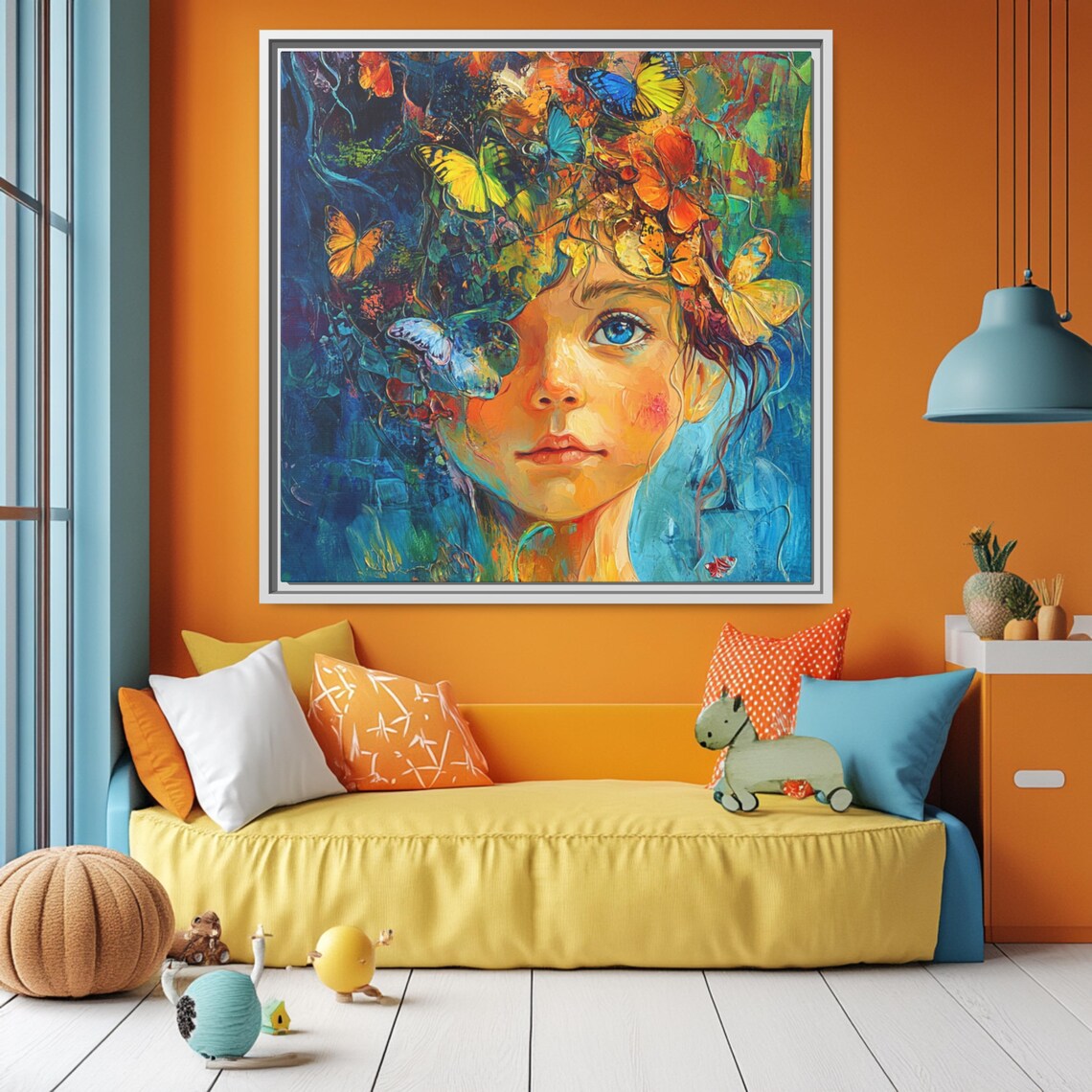 Bohemian Kids Whimsical Butterfly Art Print - Image 3