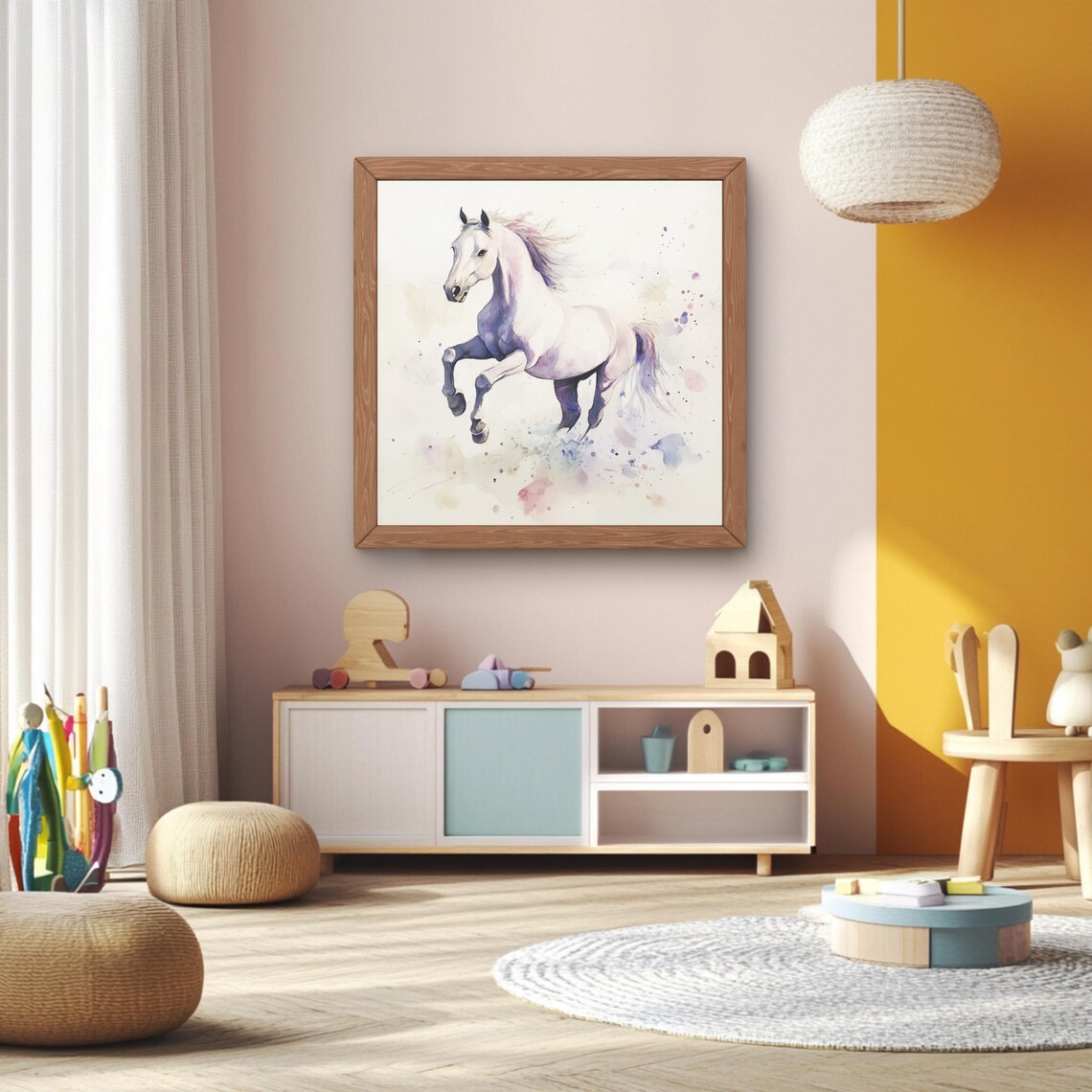 Horse Watercolor Animal Print, Nursery Decor
