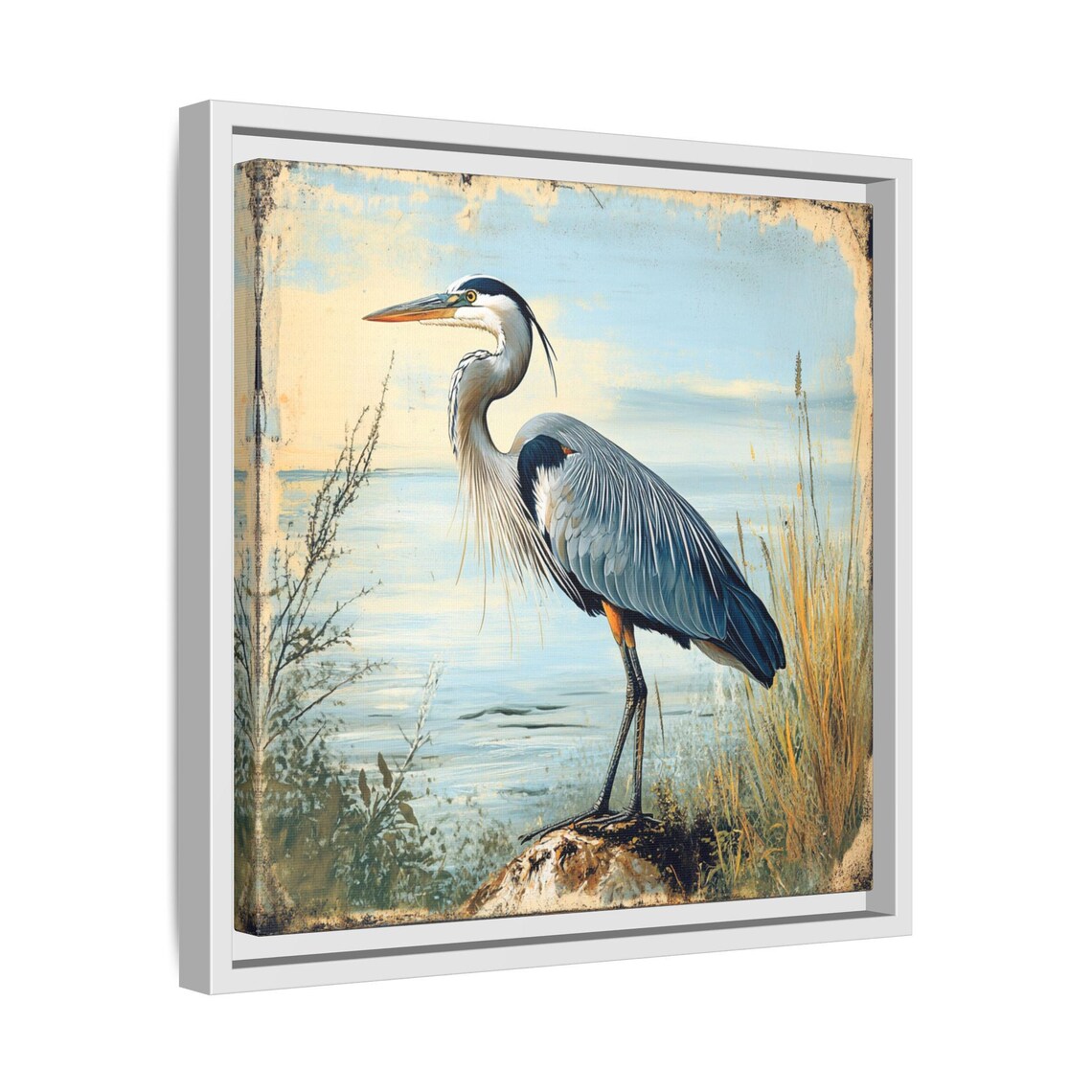 Blue Heron Vintage Style Art Print, Art Nouveau - Image 3