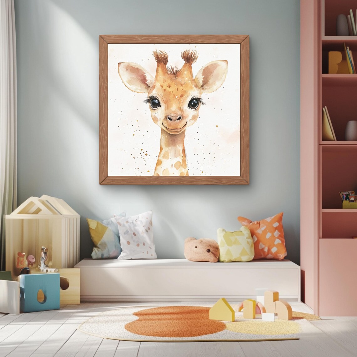 Cute Baby Giraffe Watercolor Animal Print For Nursery