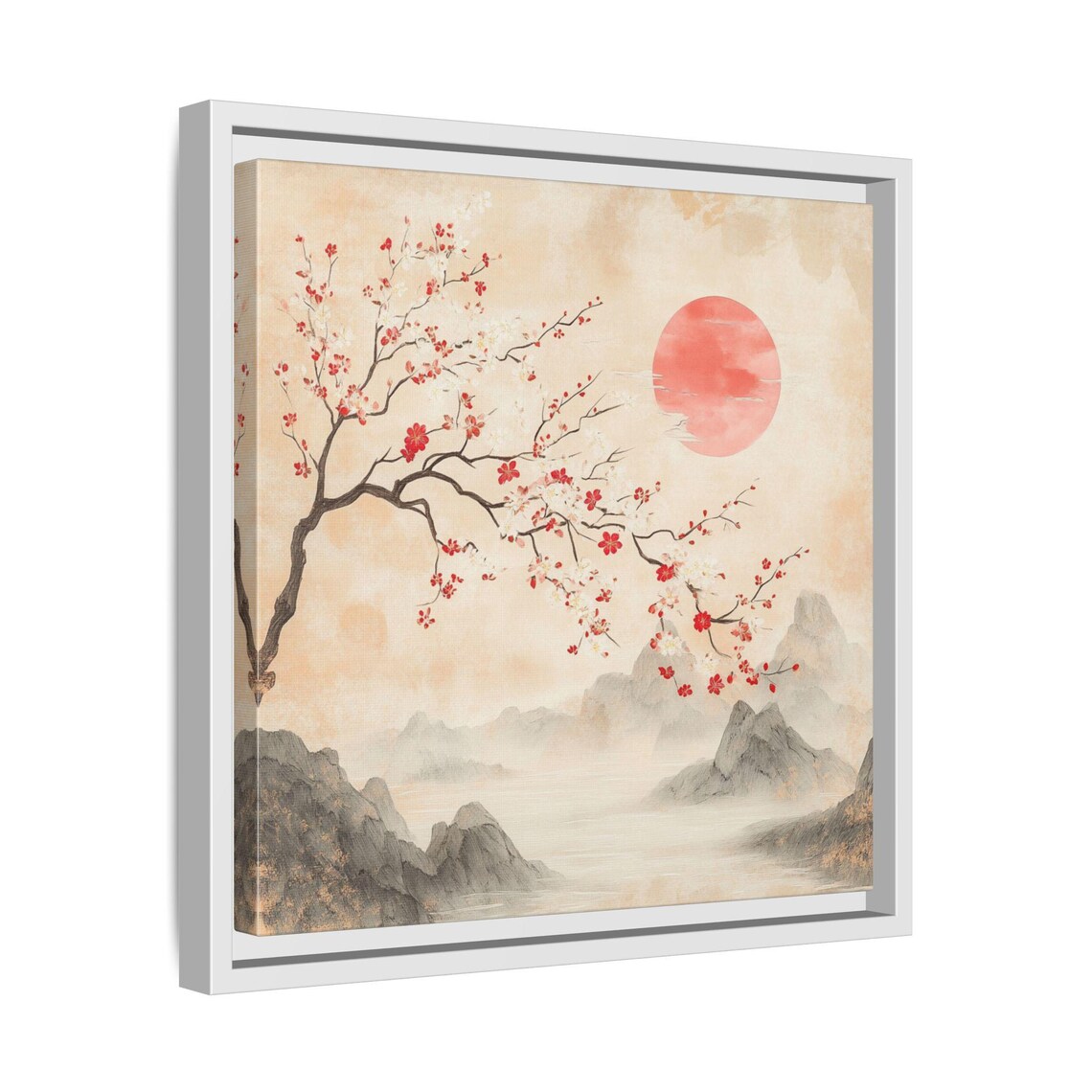 Serene Pink Landscape Japandi Art, Romantic Decor - Image 4