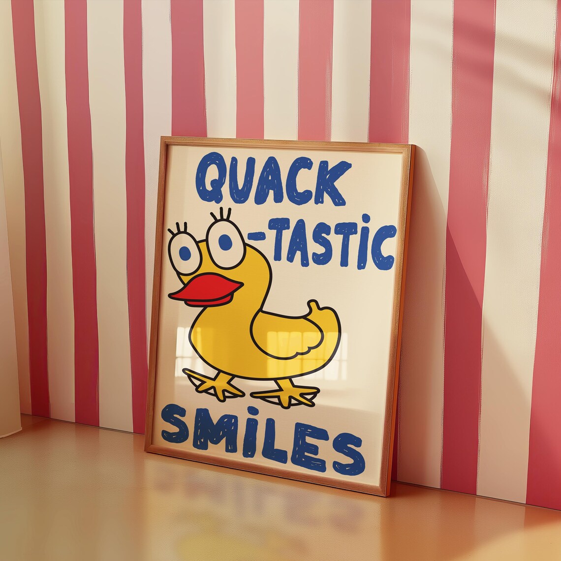 Quack Tastic Smiles Cute Cartoon Duck Nursery Kids Room Art Poster
