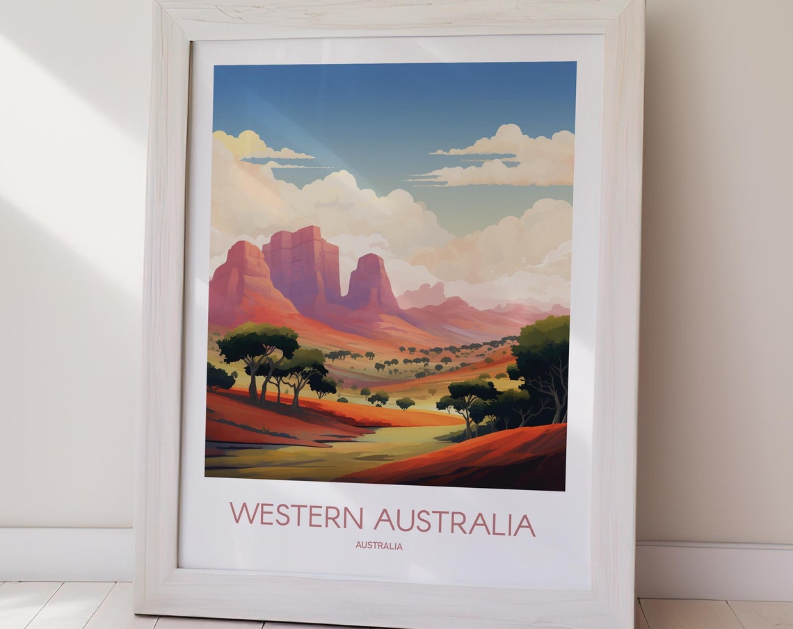 Western Australia Red Rock Ranges Vintage Landscape Travel Poster - Image 2