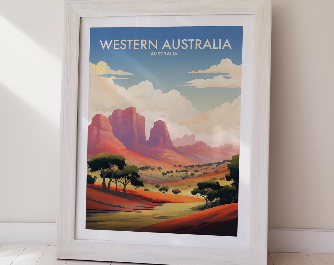 Western Australia Red Rock Mesas Desert Landscape View Poster - Image 2