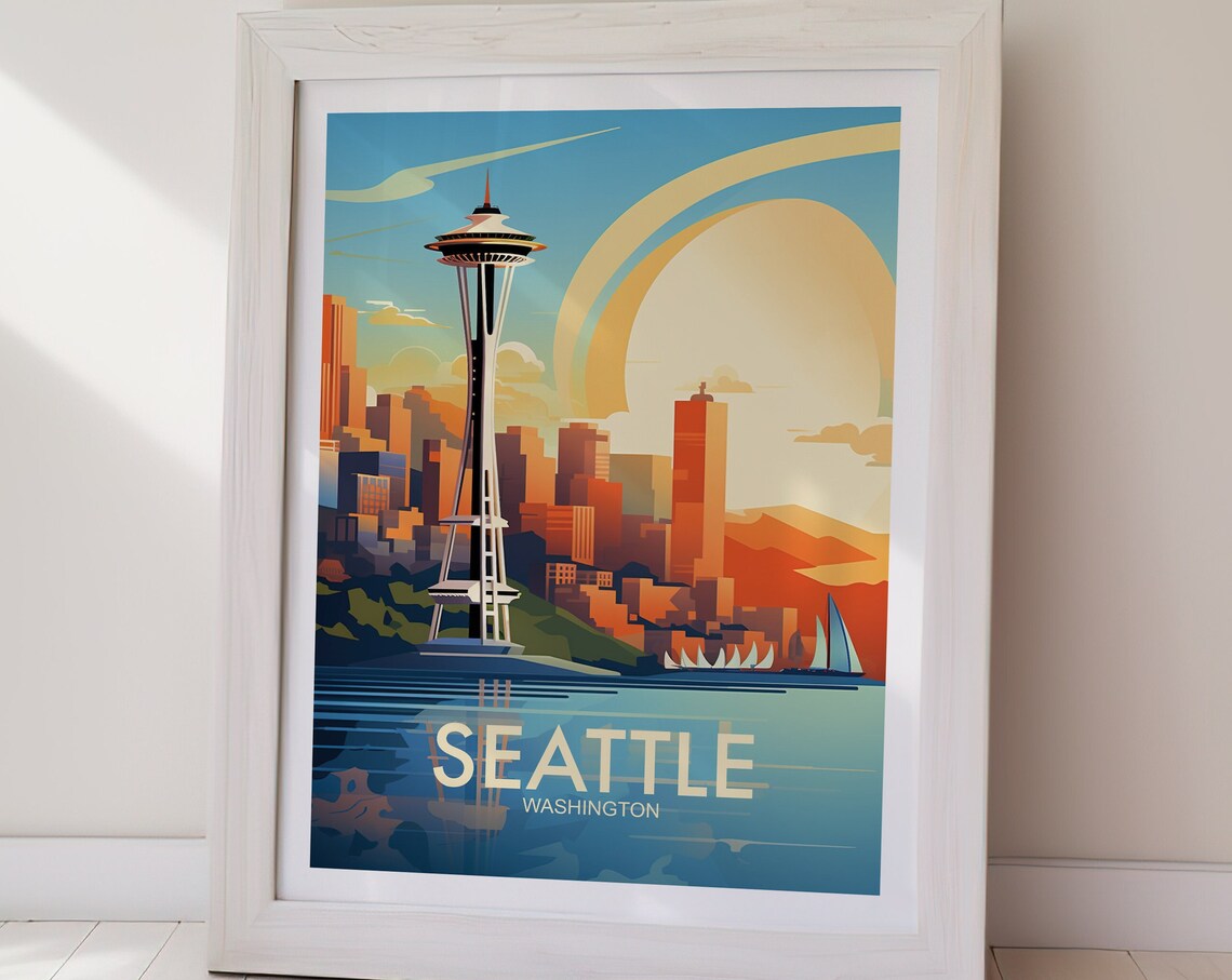 Seattle Travel Poster, USA Wall Art Print - Image 2