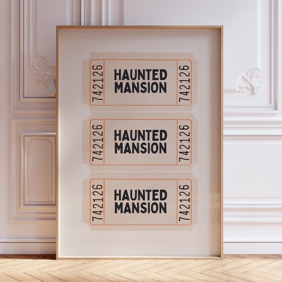 Haunted Mansion Admission Ticket Stubs Retro Orange Spooky Season Poster
