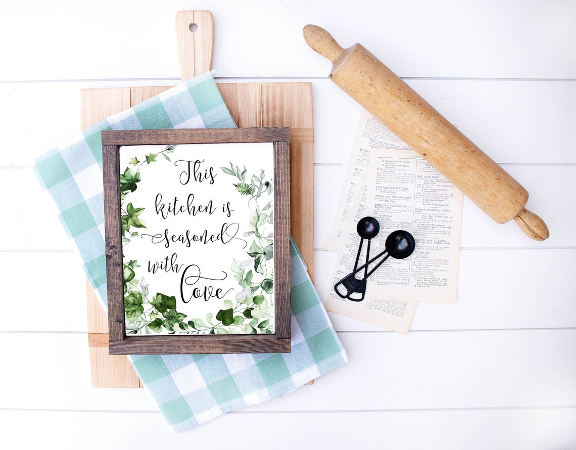 This Kitchen Is Seasoned with Love Greenery Kitchen Sign Poster - Image 2