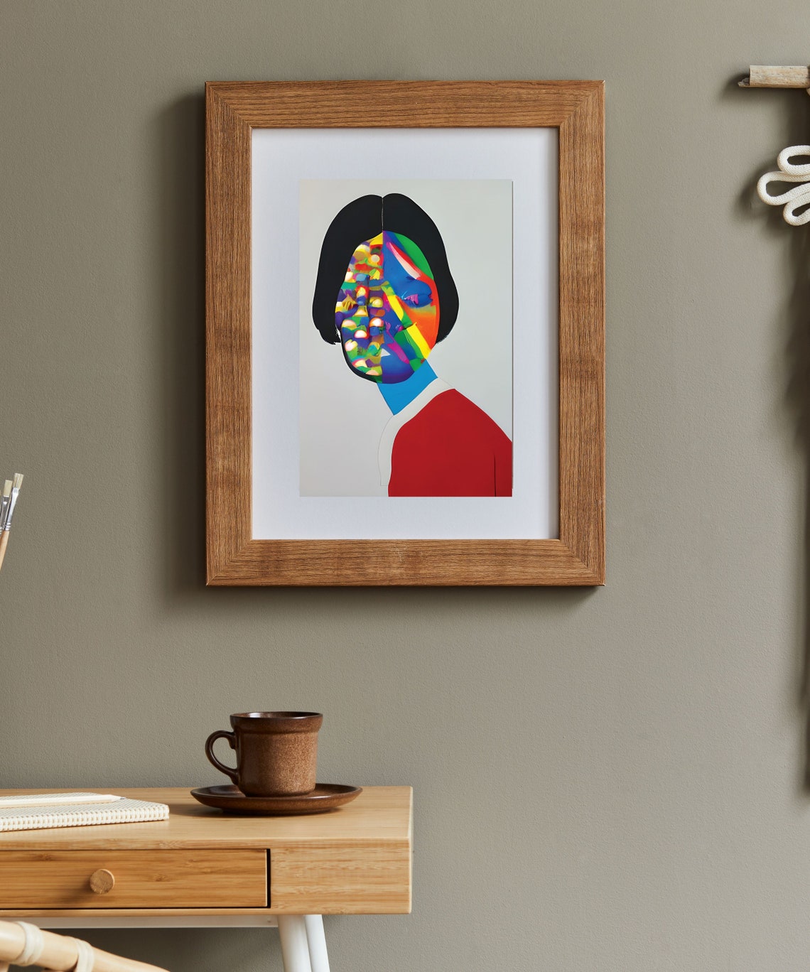 Rainbow Mosaic Face Woman Modern Abstract Portrait Art Print - Image 2