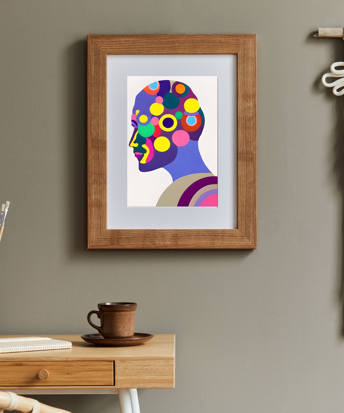 Echoes Polka Dot Profile Silhouette Modern Abstract Wall Art - Image 3