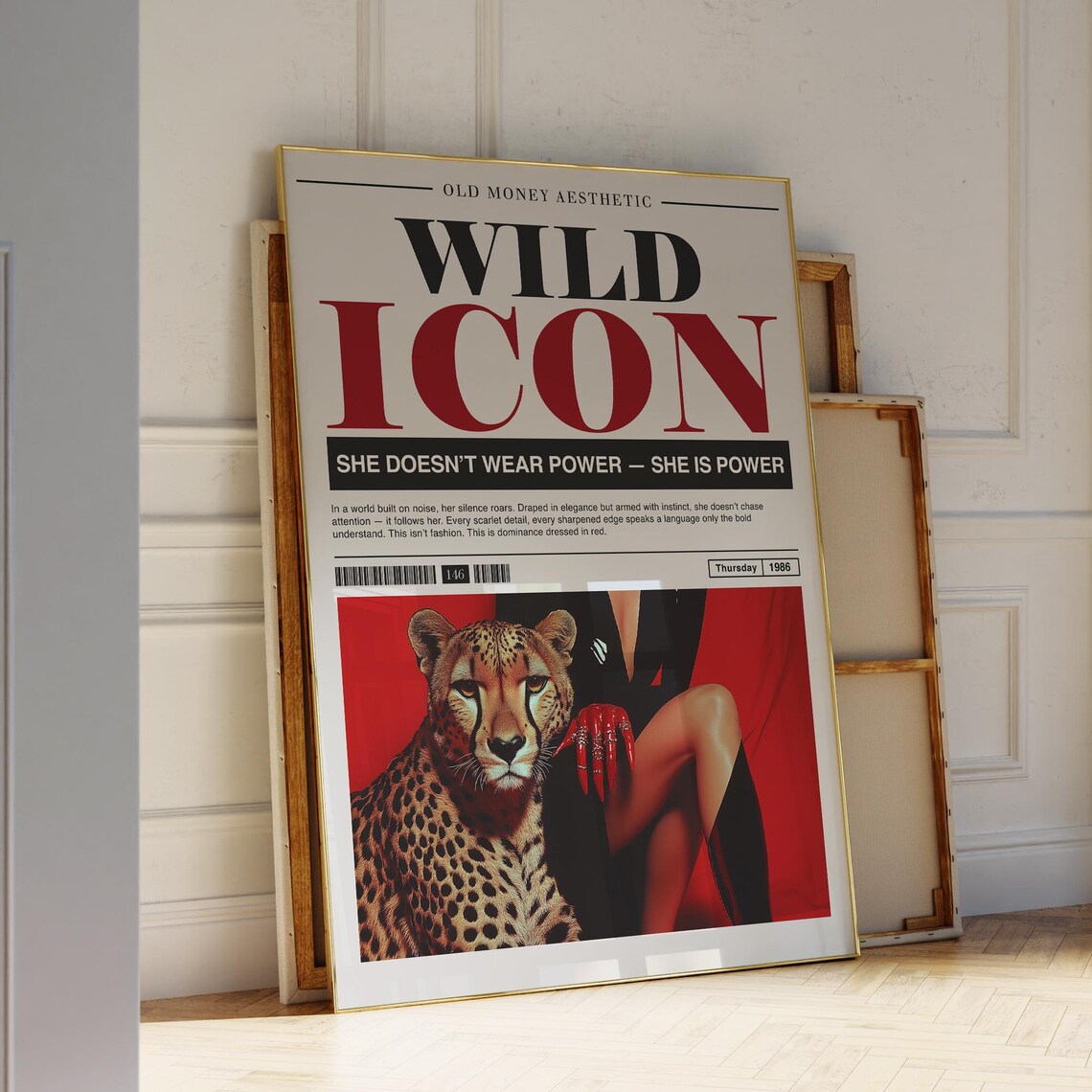 Wild Cheetah Vintage Newspaper Print Art