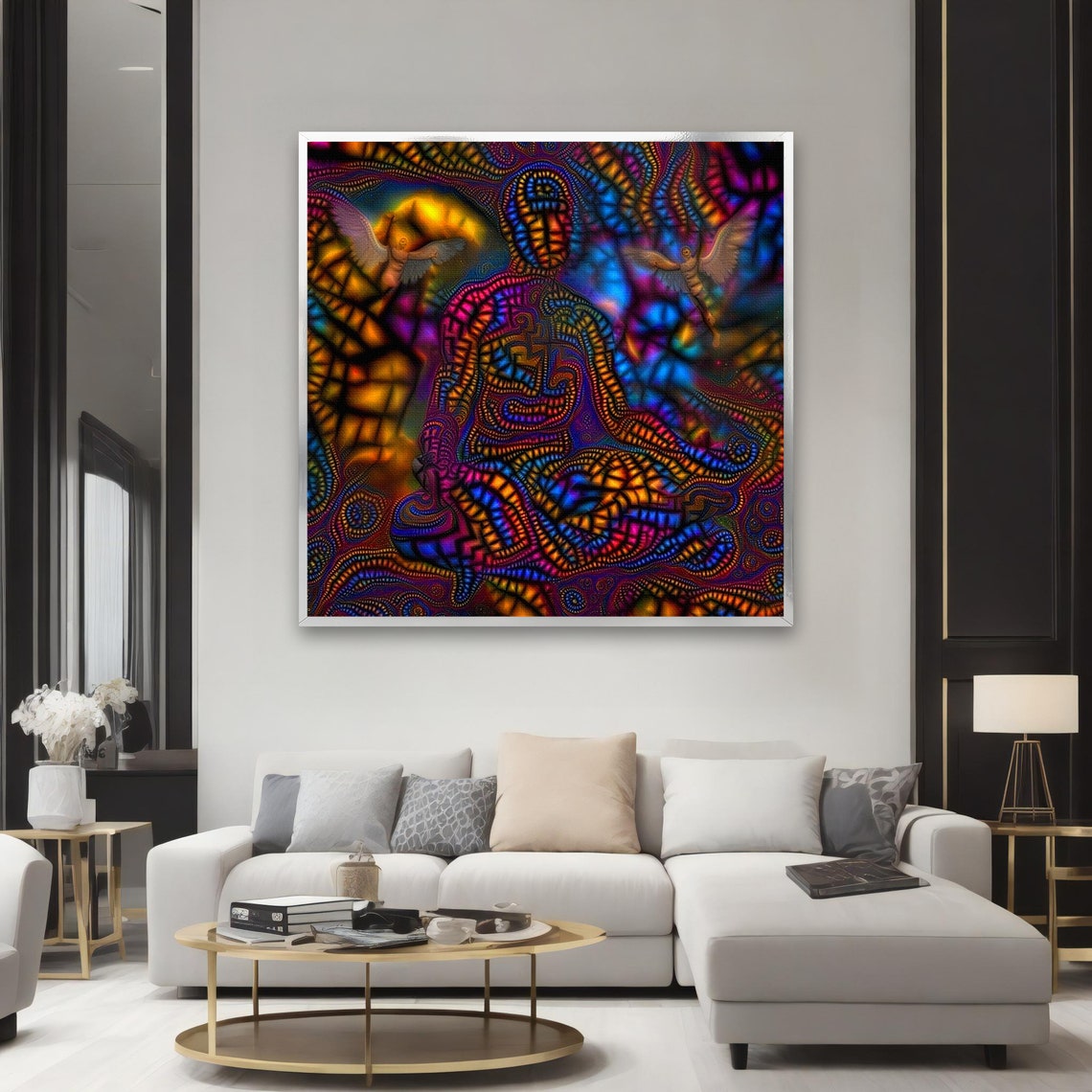 Psychedelic Meditation Angel Vibrant Stained Glass Visionary Art Print - Image 2