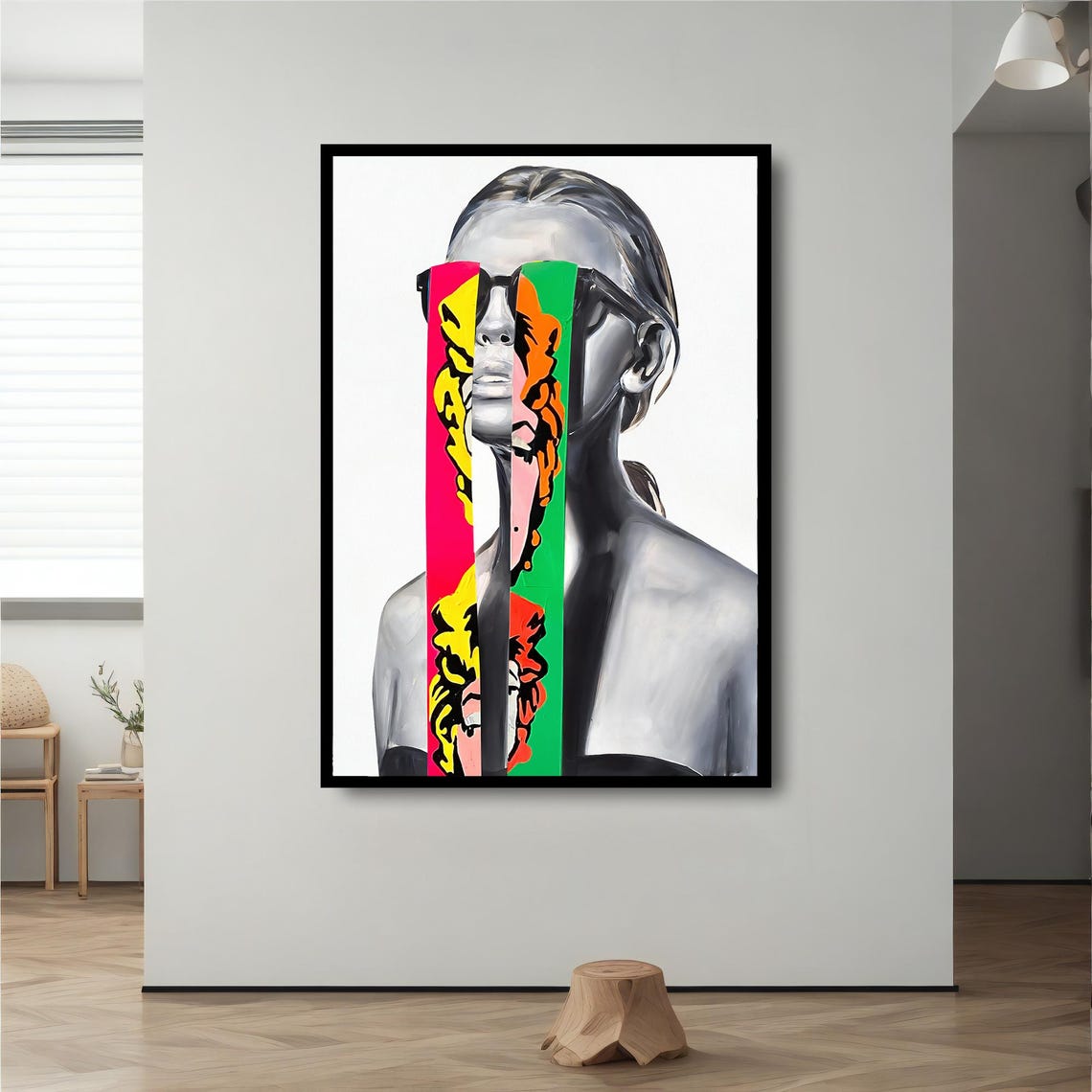 Marilyn Monroe Pop Art Portrait Neon Color Strip Modern Wall Art - Image 2