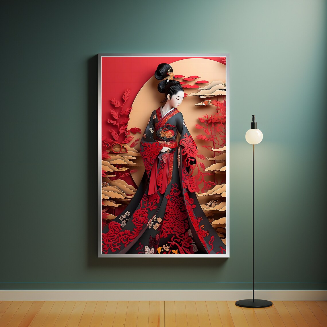 Stunning Geisha Wall Art Japanese Woman Print Japanese Culture Wall Art Ready To Hang Poster Illustration Art Gift Idea - Image 4