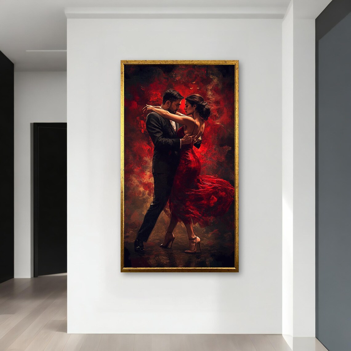 Passionate Tango Dance Couple Woman Red Dress Dark Romance Art Poster - Image 4