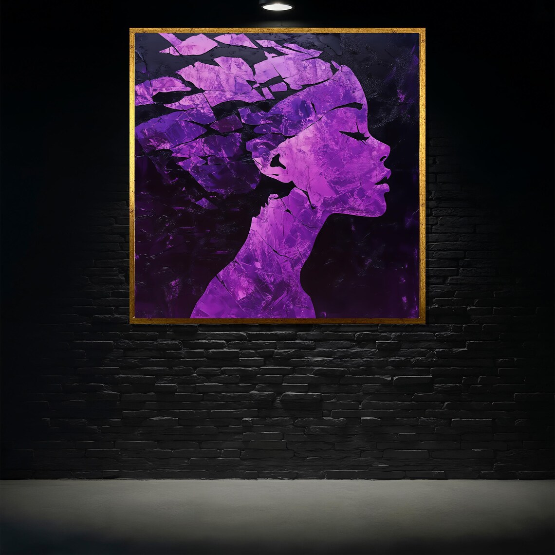 Purple Abstract Woman Profile Silhouette Textured Modern Portrait Poster