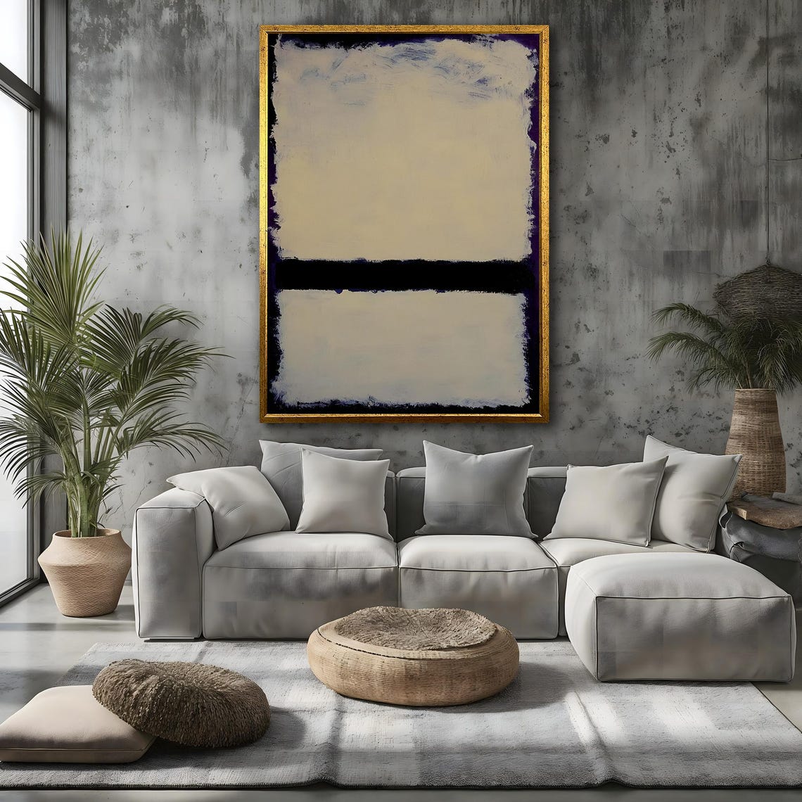 Mark Rothko Cream And Black Minimal Color Block Abstract Poster - Image 4