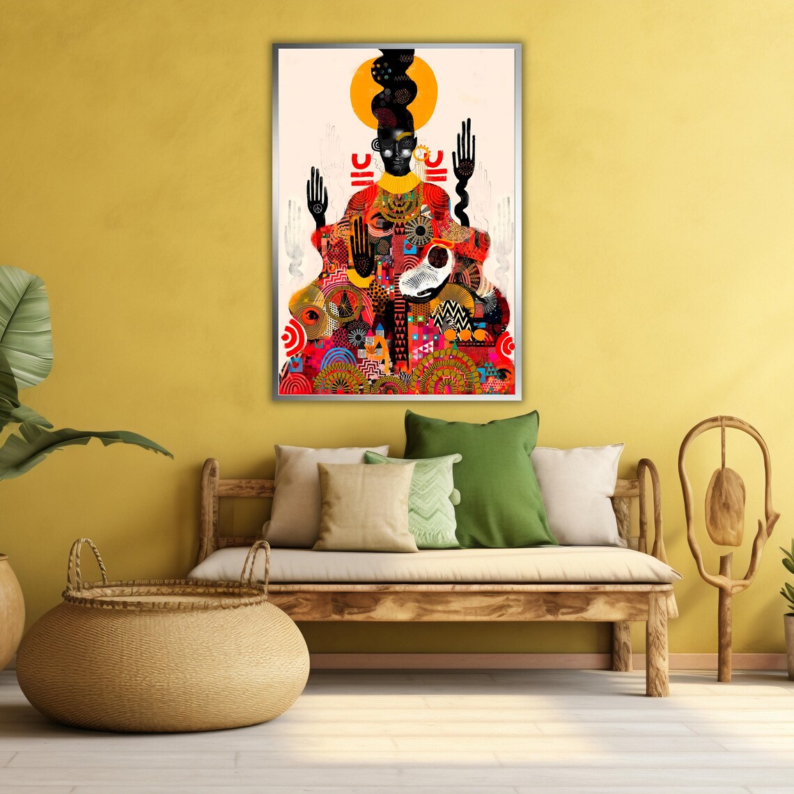African Woman Vibrant Tribal Abstract Colorful Portrait Art Poster - Image 4