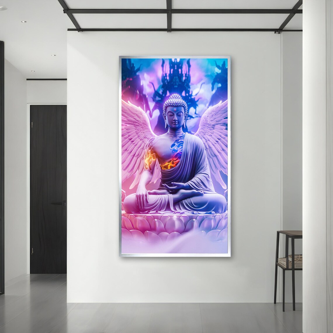 Winged Buddha Meditating With Angel Wings Purple Temple Spiritual Energy Poster - Image 3