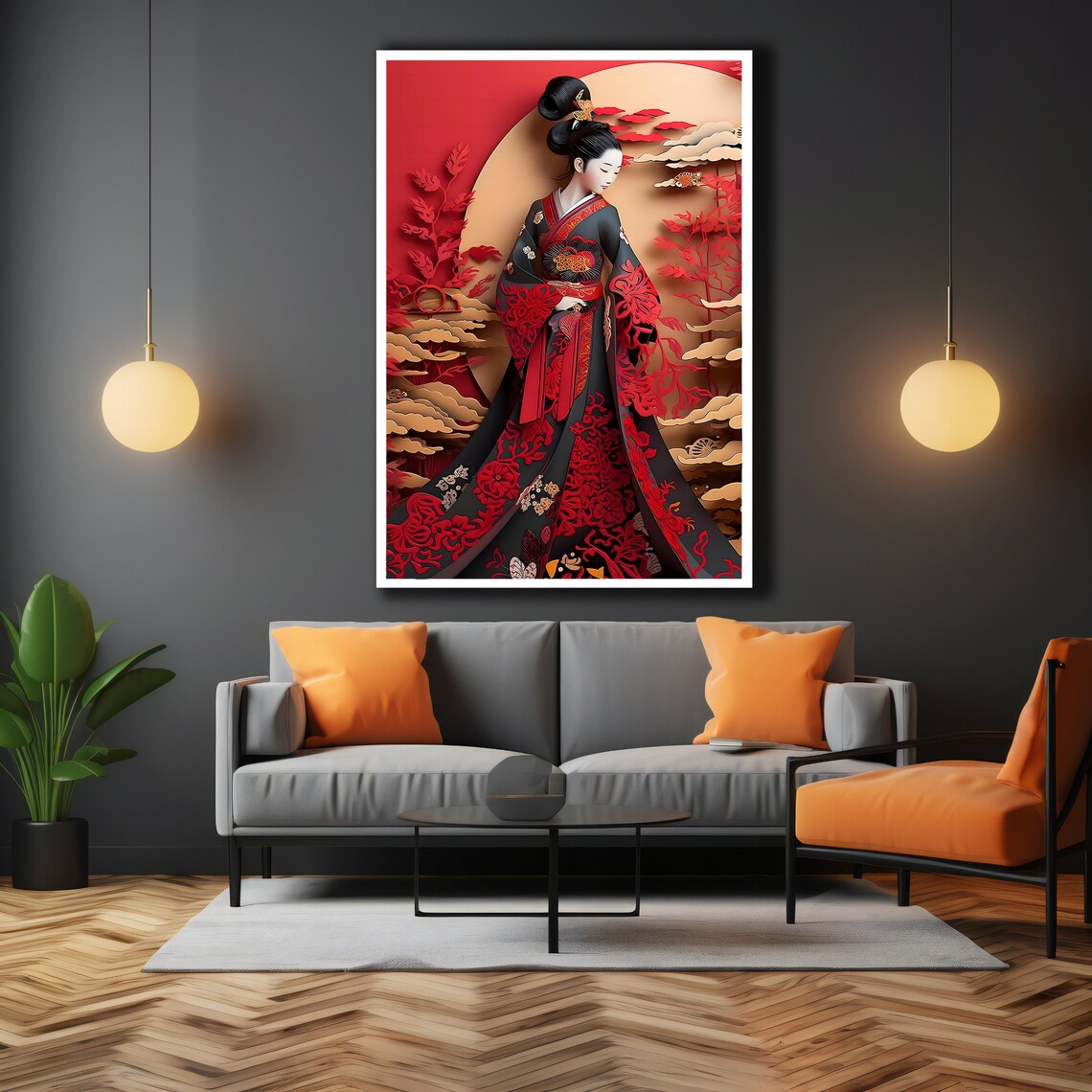 Stunning Geisha Wall Art Japanese Woman Print Japanese Culture Wall Art Ready To Hang Poster Illustration Art Gift Idea - Image 3