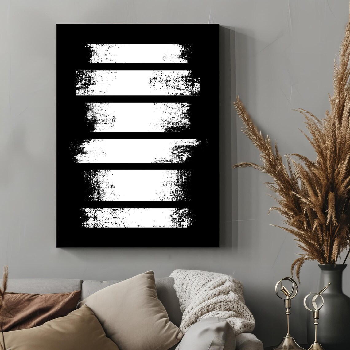 White Lines Print Minimalist Black And White Abstract Art Wall Art Decorative Wall Piece For Stylish Interiors Upscale Art Gift - Image 4