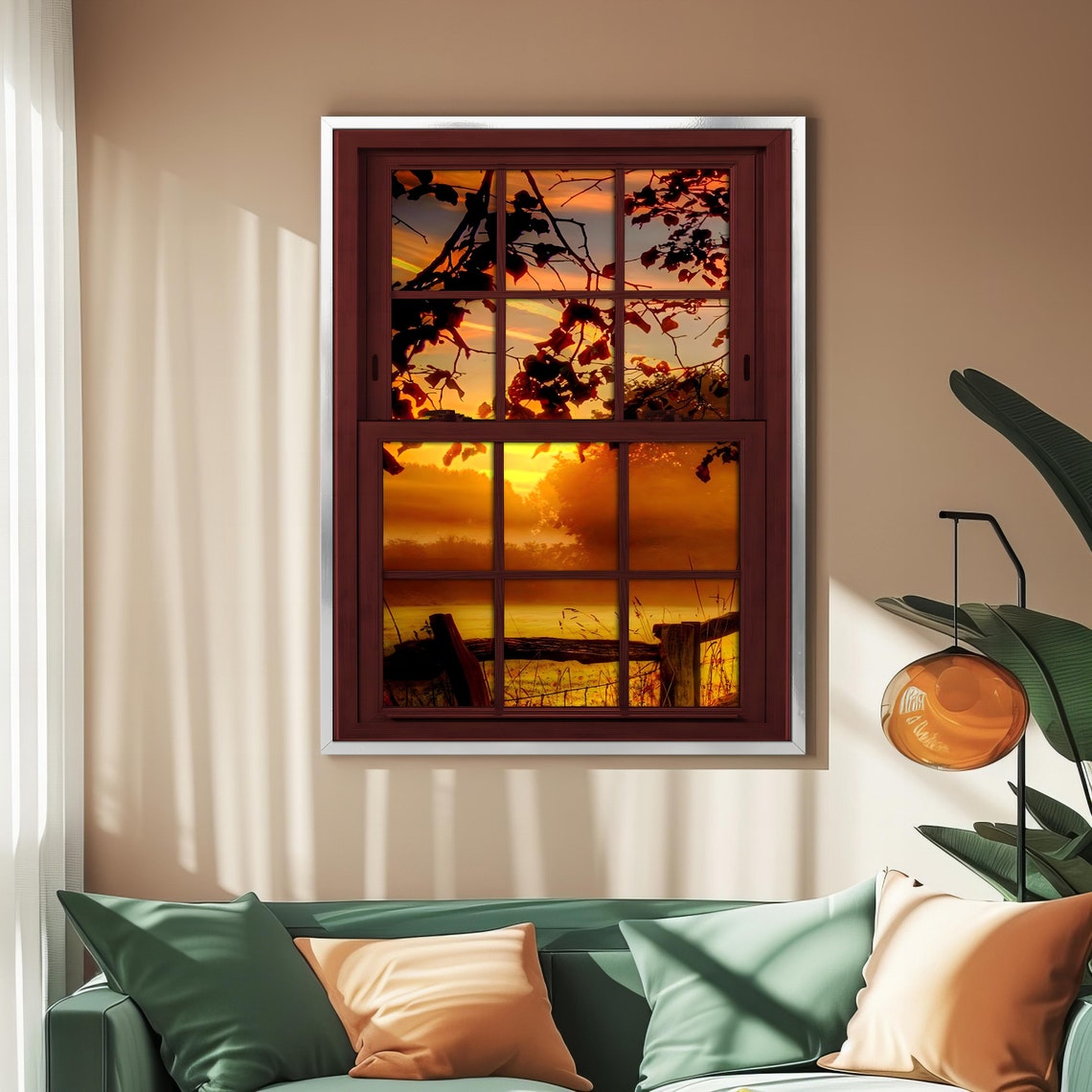 Sunset Art Serene Sunset Fake Window View Sunset Wall Art Premium Sunset Wall Decor For Relaxation Luxury Gift Idea - Image 2
