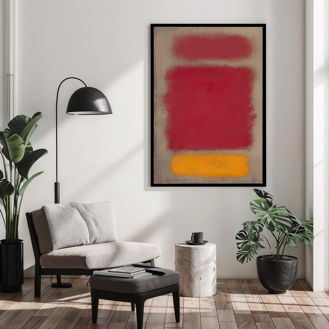 Mark Rothko Style Red Orange Color Blocks Abstract Minimal Art Poster - Image 2