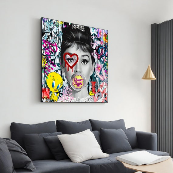 Audrey Hepburn Pop Art Painting Vibrant And Playful Graffiti Style Modern Wall Decor Bold And Colorful Home Decoration