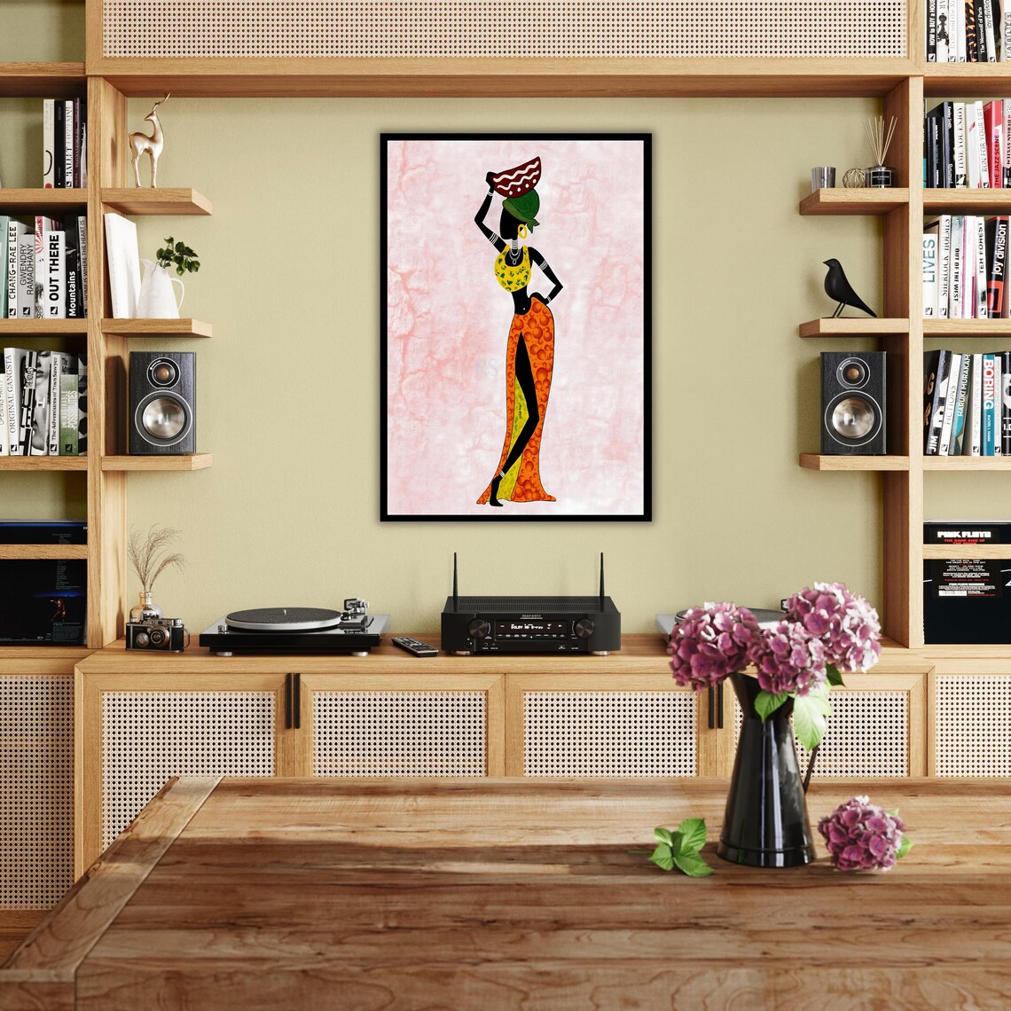 African Woman Silhouette Orange Skirt Ethnic Style Wall Art Poster - Image 2