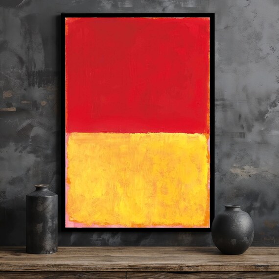 Rothko Inspired Red And Yellow Painting Framed Contemporary Artwork Modern Abstract Home Decor Colorful Art Gift