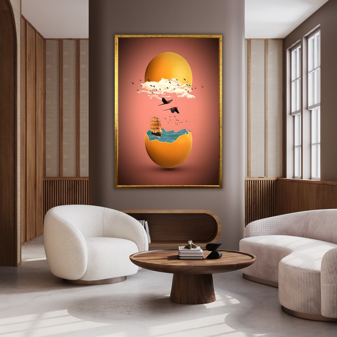 Life Inside The Egg Surrealism Artwork Print Readymade Wall Hanging Minimalist Home Decoration Unique Gift - Image 2