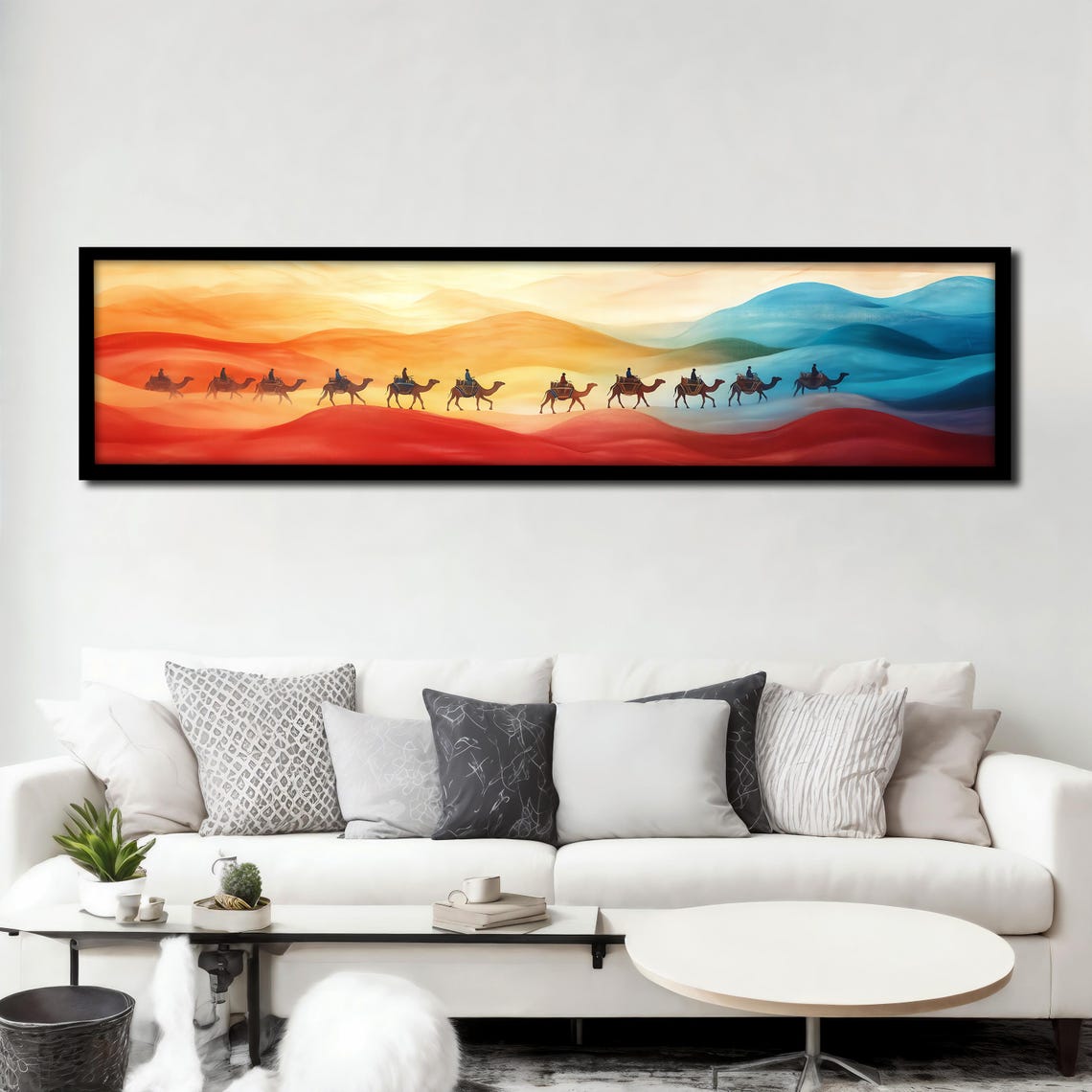 Camel Journey Painting Desert Caravan Wall Art Large Horizontal Decor For Living Room Camel Journey Unique Gift - Image 3