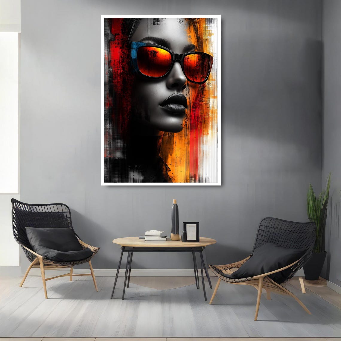 Woman Sunglasses Orange Lenses Urban Abstract Portrait Poster - Image 2