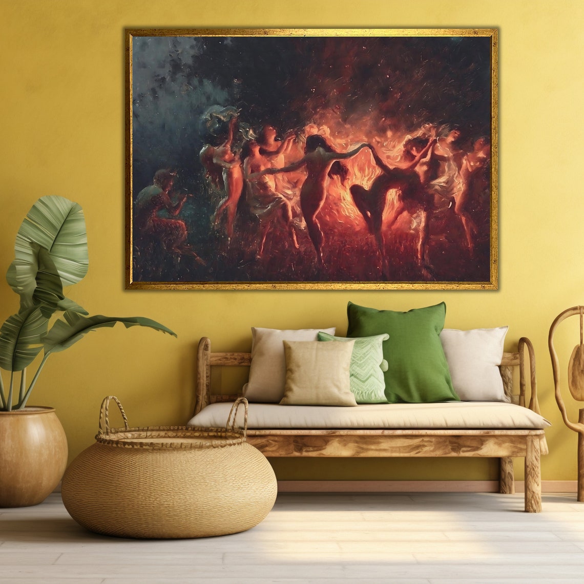 Witches Dancing Around Bonfire Night Classical Fire Dance Art Poster - Image 4