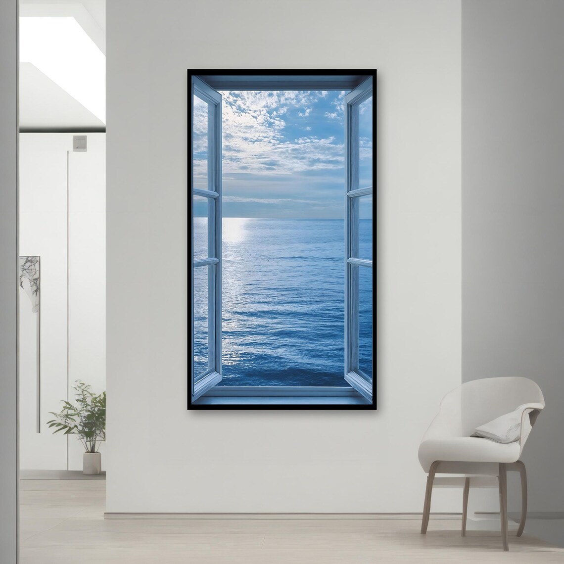 Ocean View Through Open Window Faux Window Seascape Art Print - Image 2