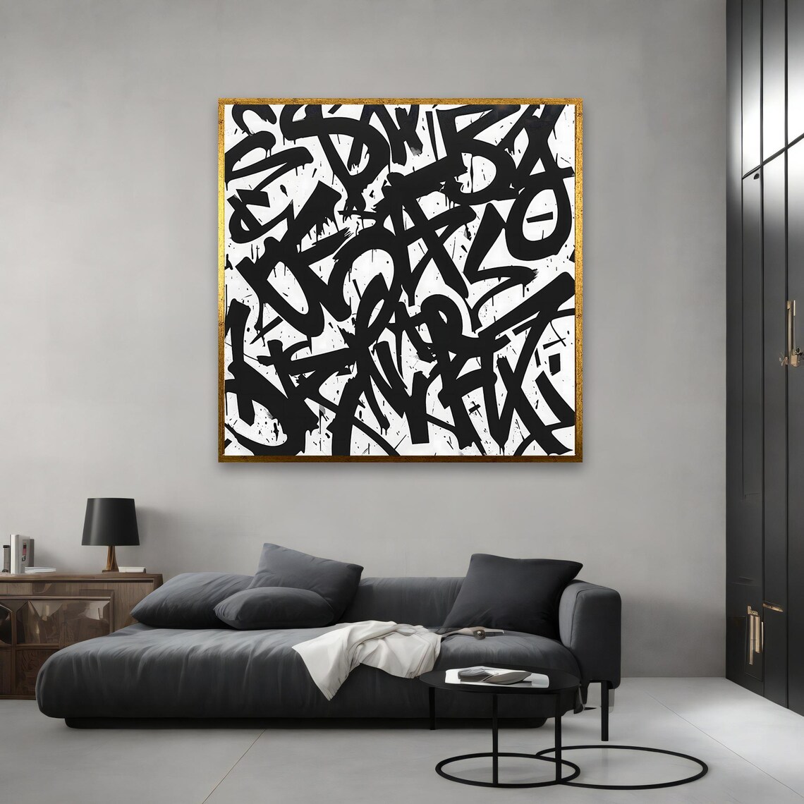 Black And White Urban Graffiti Tag Street Art Style Modern Wall Poster - Image 3