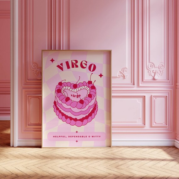 Virgo Birthday Cake Zodiac Star Sign Art Print
