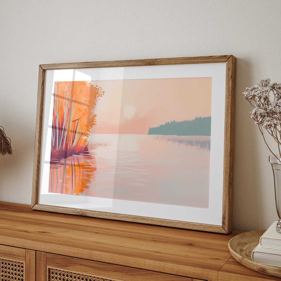 Autumn Lake Sunset With Fiery Orange Trees And Pink Water Poster - Image 4