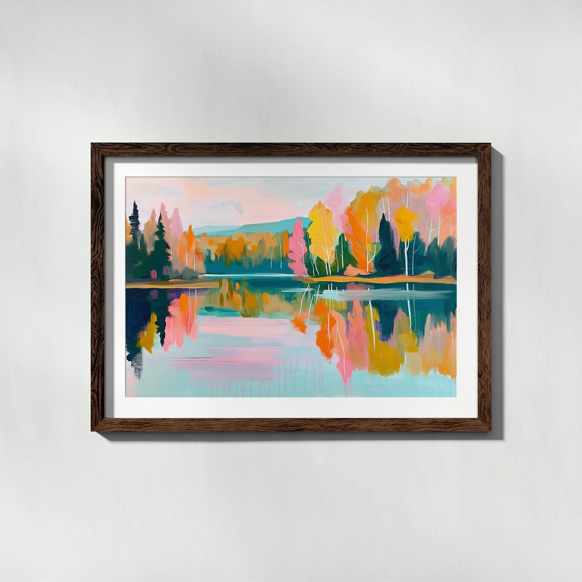 Colorful Spring Trees Lake Abstract Forest Print Spring Lake Landscape Colorful Spring Poster Lake House Decor - Image 4