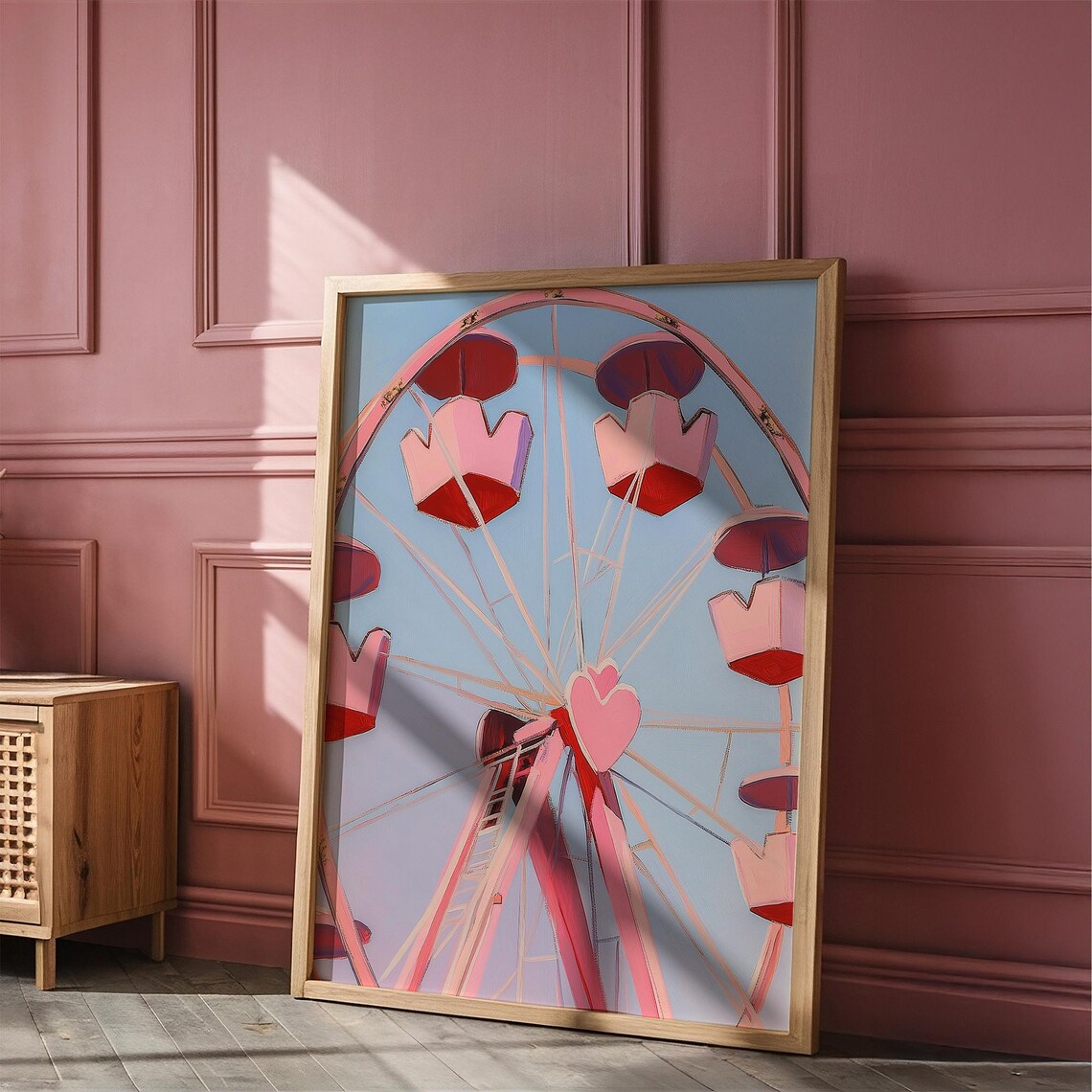 Pastel Pink Ferris Wheel With Heart Shaped Gondola Carnival Poster - Image 6