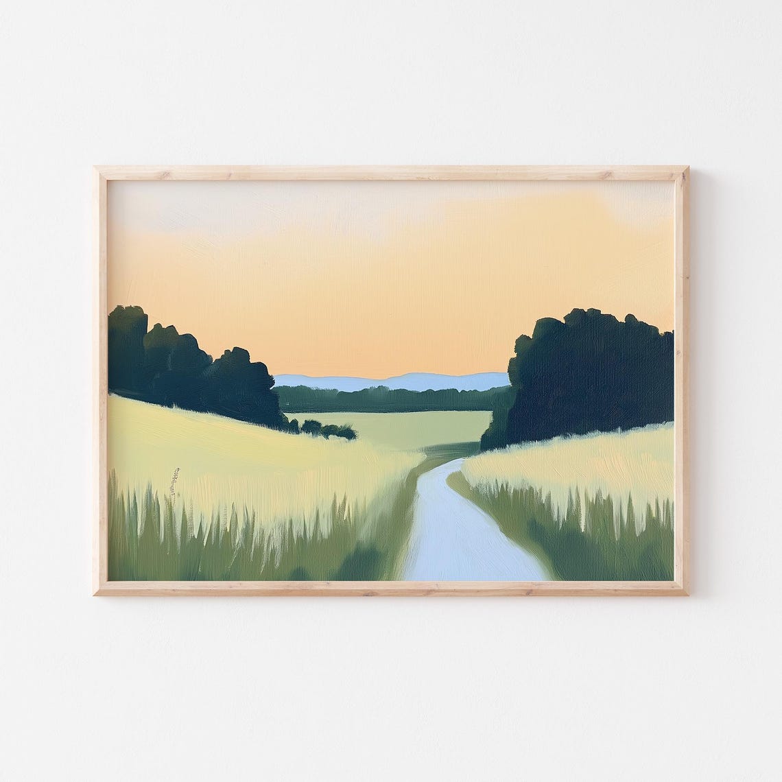 Country Dirt Road Through Golden Wheat Field At Sunset Poster - Image 5