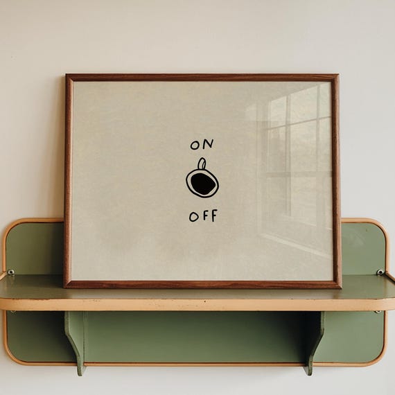Funny Coffee Print Neutral Kitchen Wall Art Bar Decor Office Digital Download Horizontal
