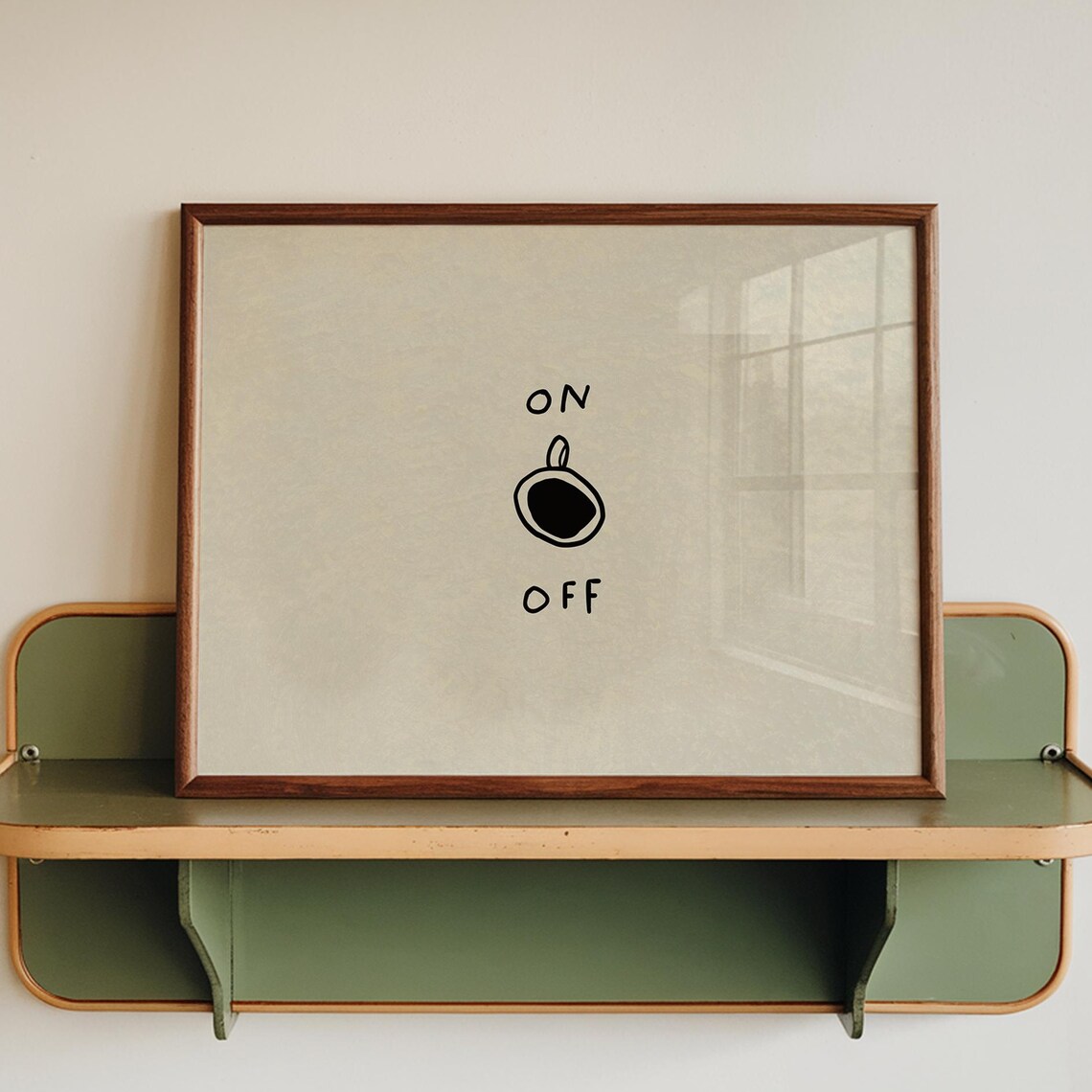 On Off Coffee Cup Funny Minimalist Caffeine Power Button Kitchen Poster