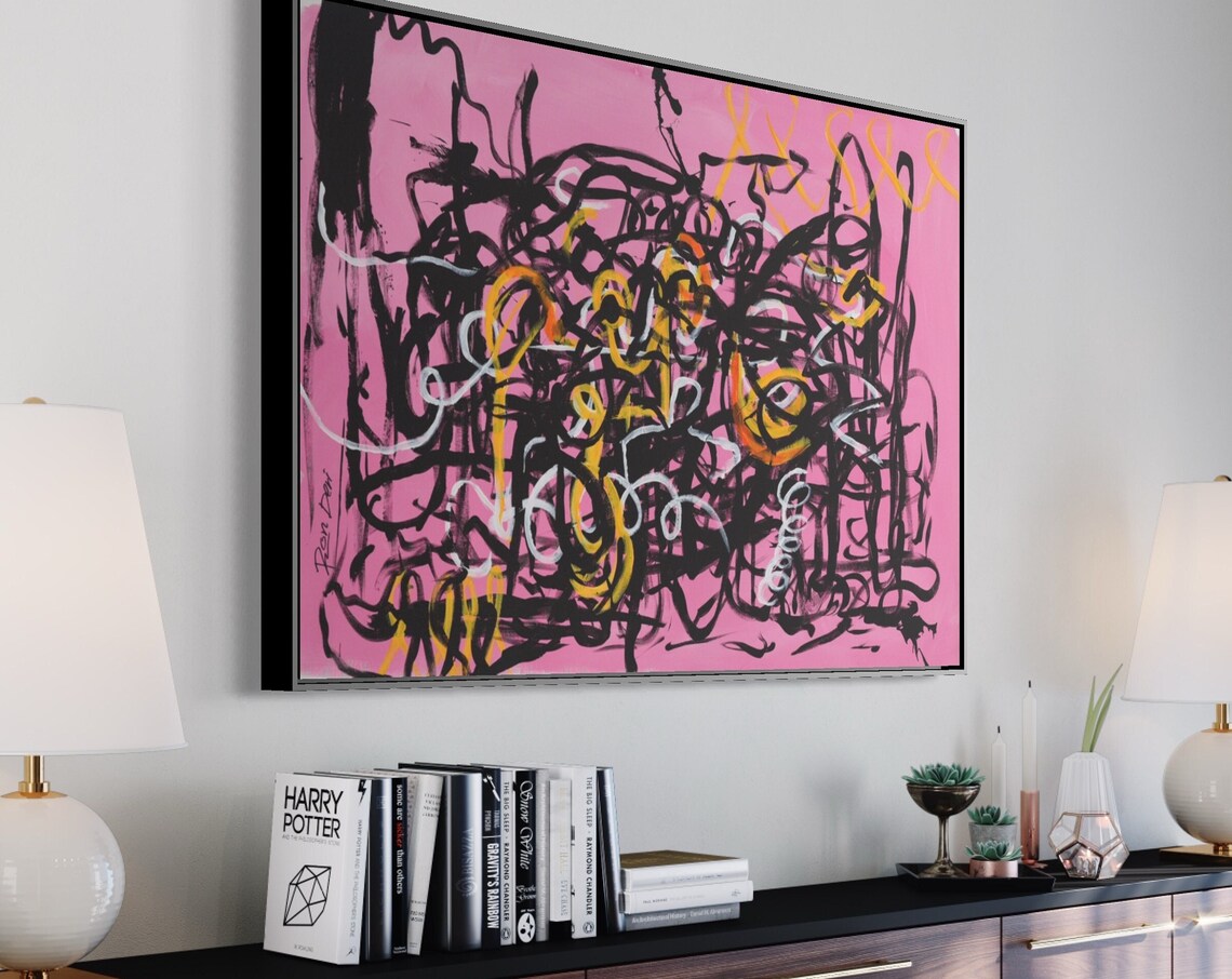 Pink Abstract Painting, Modern Art Wall Art Print - Image 4