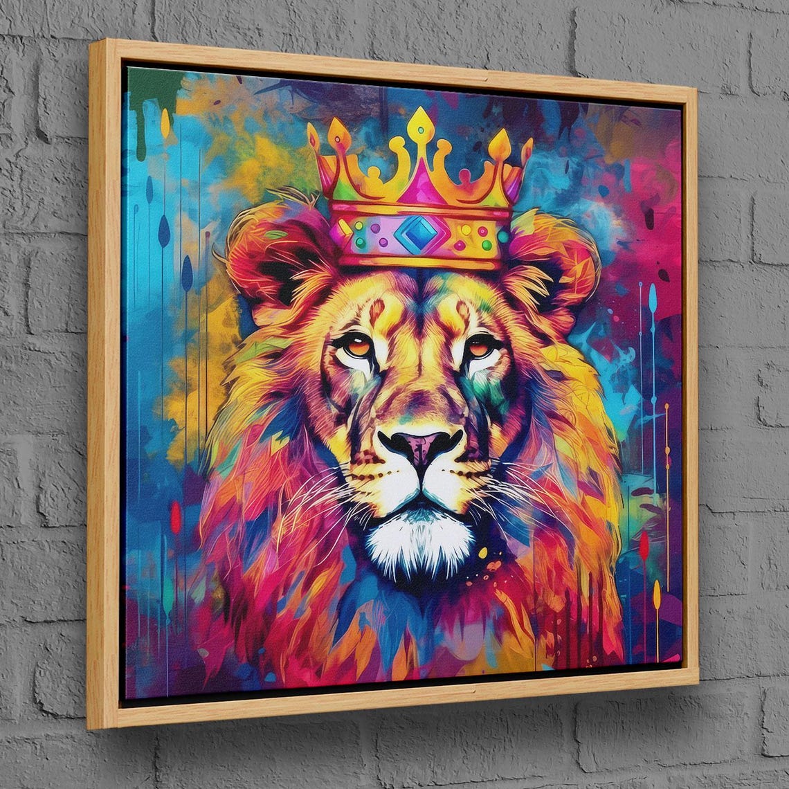 Colorful Canvas Decor Wedding Art Animal Modern Wall Lion Baby Boy Gift Personalized