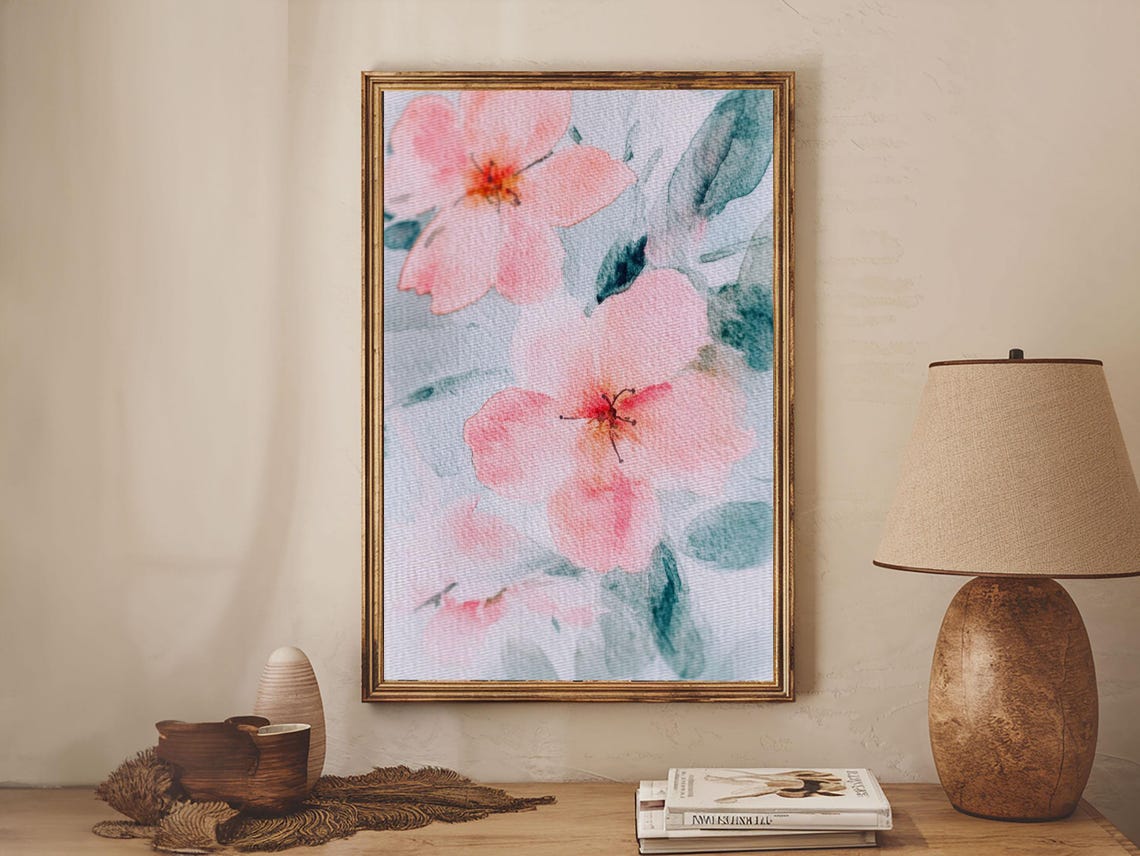 Pink Cherry Blossom Watercolor Soft Floral Minimalist Spring Poster - Image 6
